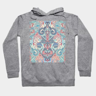 Botanical Geometry - nature pattern in red, blue & cream Hoodie